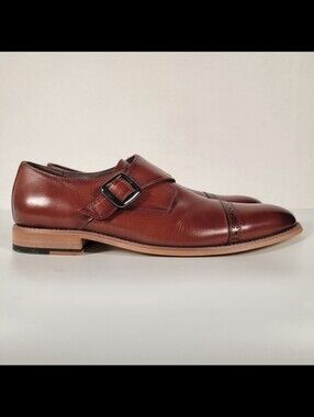 Stacy Adams Desmond Monk Strap Slip-On In Cognac, Size 10